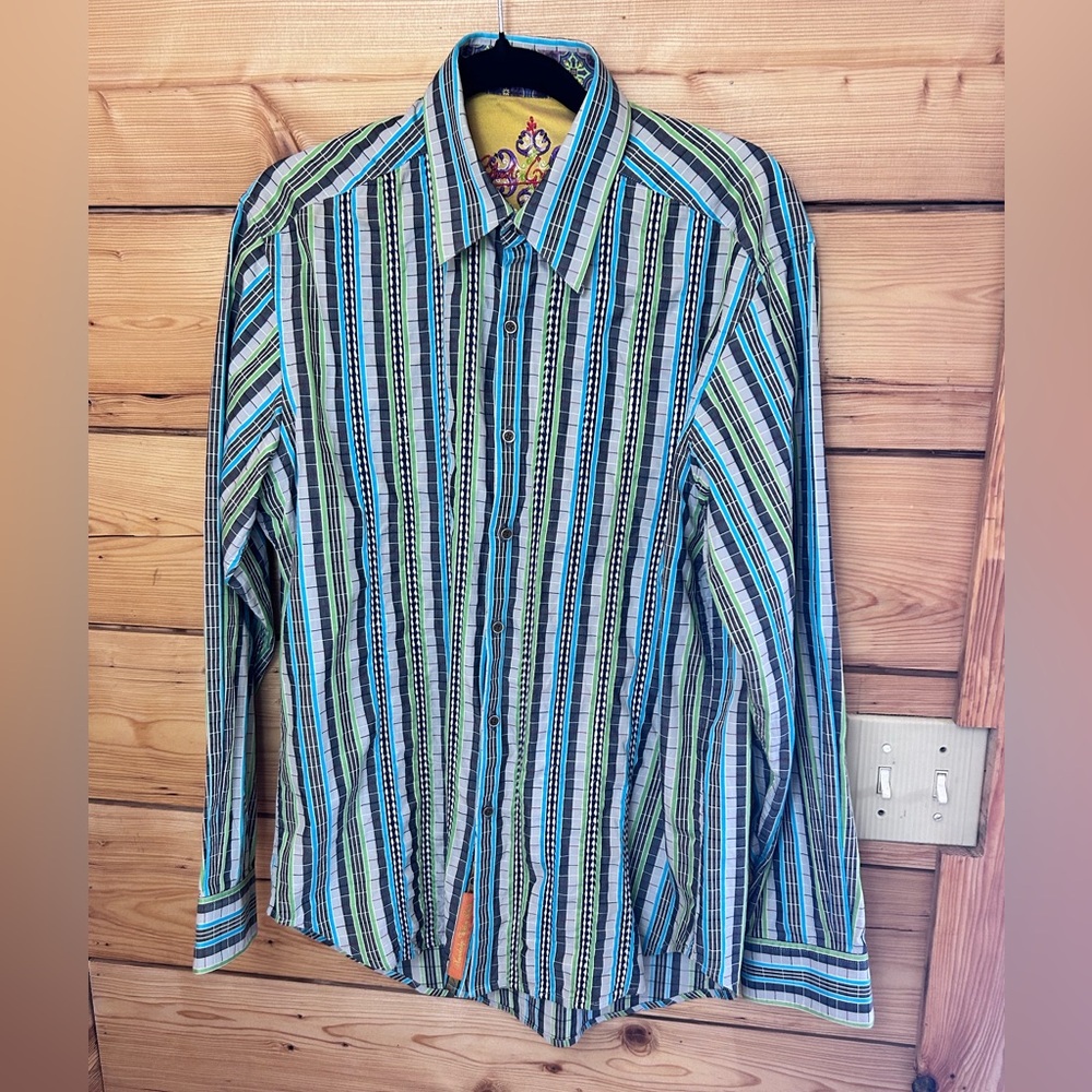 Robert Graham Striped Flip Cuff Long Sleeve Shirt Men’s Medium
